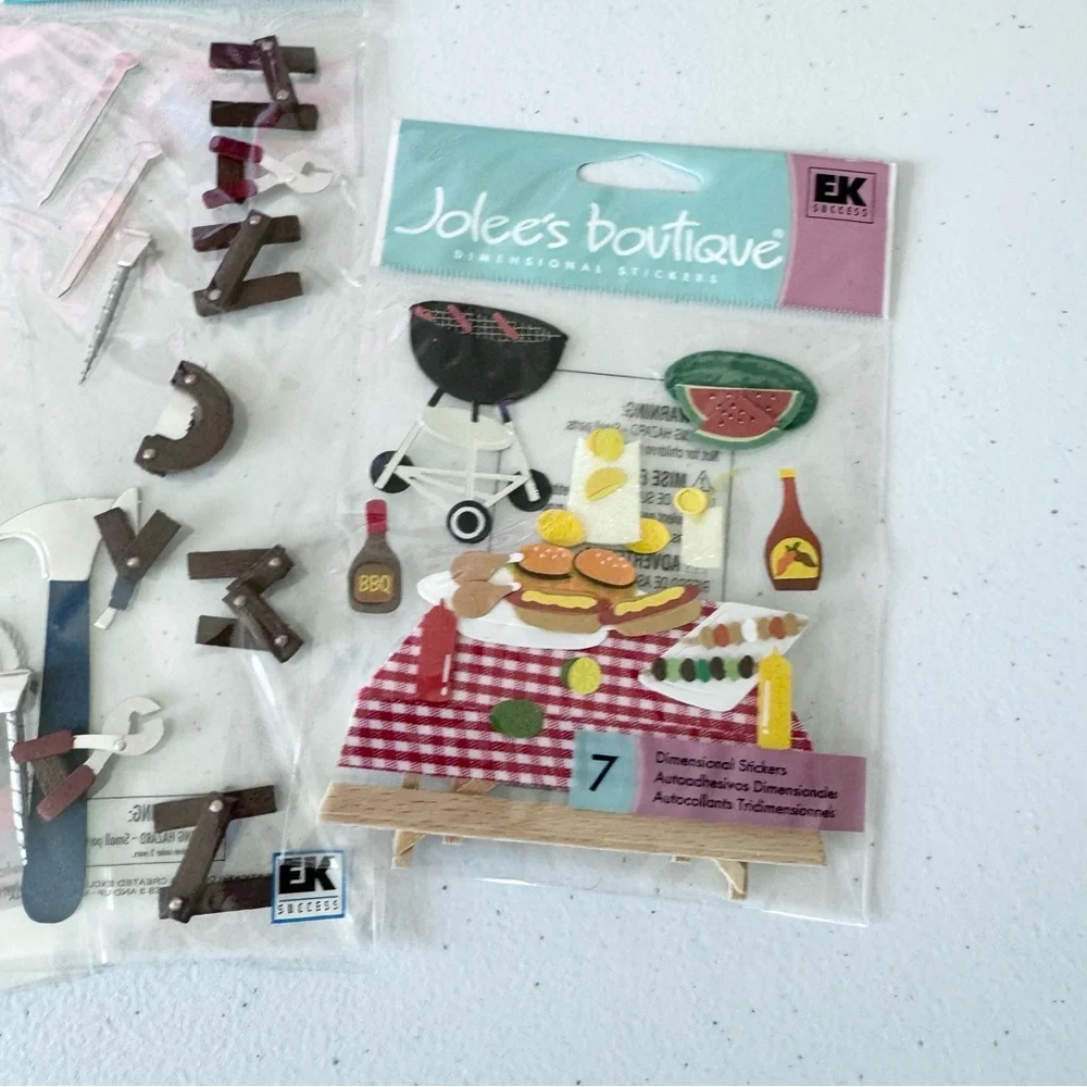 Lot of NIP Jolees Scrapbook Camping + Handyman Themed Stickers